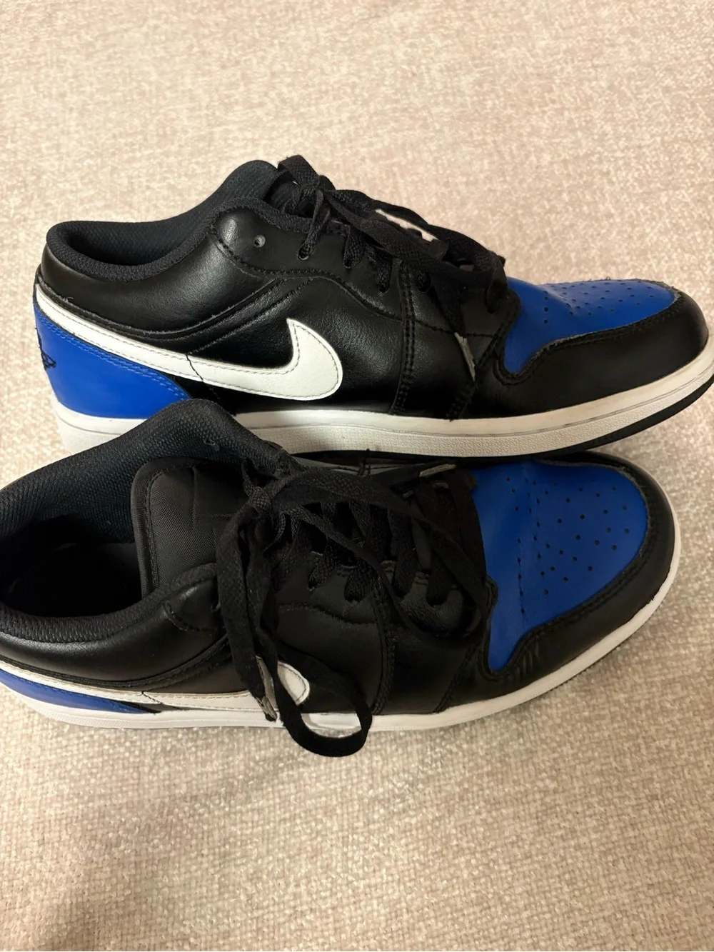 Nike Air Jordan Black and Blue Low-Top Sneakers Size 8.5
